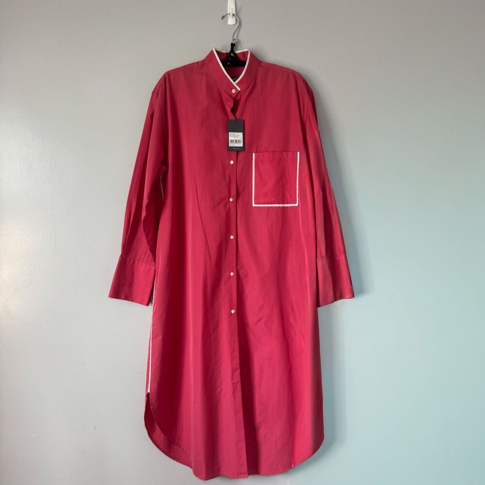 NWT Jac Plus Jack Pink White Lined Cotton Shirt Dress Sz XL (665 retail)